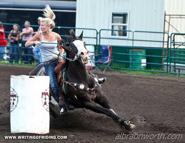 More pulling violently on the curb bit by a barrel racer.