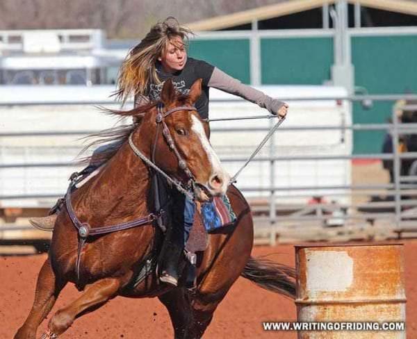 Pulling hard on curb bits laterally goes against the intended use and action of the bit. But it's normal in barrel racing and barrel racers have quite the inventive imagination when it comes to bit designs.