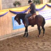 Tom McCutcheon abusing his horse during warm-up for the FEI World Reining Finals.